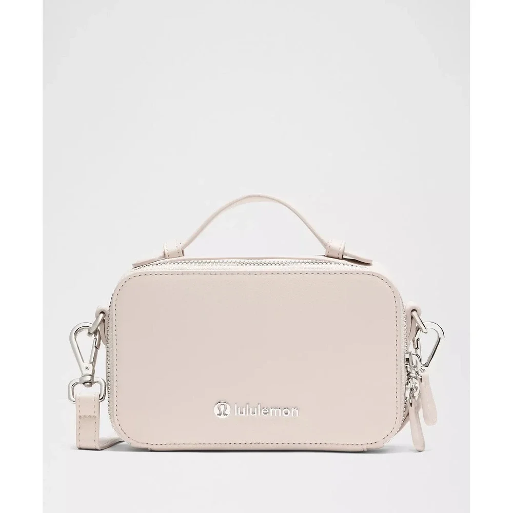 Lululemon-Leather Alternative Camera Crossbody Bag-Cashew/Silver